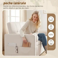 HOMCOM Canapé convertible 2 places 3 en 1 canapé-lit avec lit gigogne double dossier réglable 2 coussins 80,5x137,5x84cm beige(m-7)