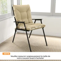 Outsunny Lot de 2 coussins de chaise d'extérieur, coussins de jardin avec attaches, intérieur et extérieur, 120 x 50 x 8 cm, beige(m-3)