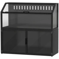 PawHut Cage Hamster 2-en-1 avec Armoire de Rangement pour Rongeur Hamster Syrien et Souris Acier et Acrylique Noir(m-1)