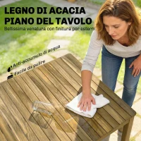Outsunny Set da Pranzo da Giardino 5 Pezzi, Tavolo e Sedie per 4 Persone, Teak(m-5)