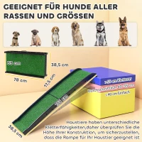 PawHut Hunderampe klappbar Hundetreppe rutschfest Einstiegshilfe für Kofferraum, für Tiere bis 90 kg 155x38,5x15,5 cm Schwarz(m-3)