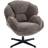 HOMCOM Moderner Wingback-Sessel, Samt-Armlehnsessel mit Vier-Sterne-Basis, S-Federn, 360° Drehfunktion, Grau(m-1)