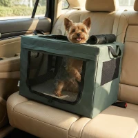 PawHut Trasportino per Cani Mini e Gatti con Cuscino, Sacca di Trasporto e Porte a Rete, 60x42x42 cm, Grigio(m-2)