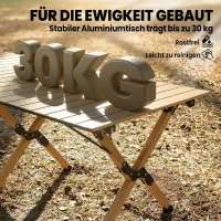 Outsunny Campingtisch 117 x 60 cm Aluminium Klapptisch mit Aufrollbare Tischplatte Holz-Optik Tragetasche wasserdicht(m-5)