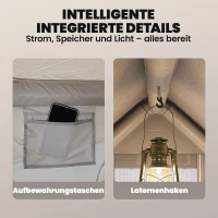 Outsunny Aufblasbares Zelt 5-8 Personen Schneller Aufbau 5000 mm Wasserdicht & Winddicht mit Luftpumpe Kaminöffnung Dachfenster(m-8)