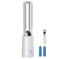 HOMCOM Enfriador de Aire 3 en 1 con Depósito de 1,7L Modos Ajustables Temporizador Control Remoto 24,7x24,7x109,5 cm Blanco(m-10)