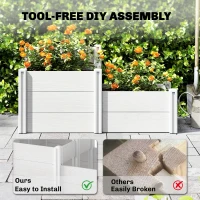 Outsunny Podwyższona Skrzynia Ogrodowa 3-poziomowa z Otwartym Dnem, Modułowe Ziołowe Łóżko DIY z Winylu(m-4)
