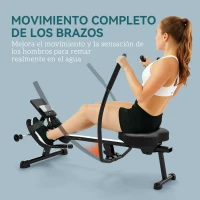 SPORTNOW Máquina de Remo para Casa con 12 Niveles de Resistencia Hidráulica Pantalla LCD para Entrenaminto en Gimnasio Negro(m-4)