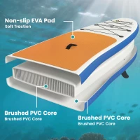 Outsunny Stand Up Paddling Board Set Aufblasbar 305cm SUP Board mit Aluminium-Paddel abnehmbarer Finne Fußschlaufe(m-4)