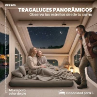 Outsunny Tienda de Campaña Inflable con Apertura de Chimenea y Claraboya Bomba Bolsa UPF30+ para 4 Estaciones Impermeable 5000+(m-6)