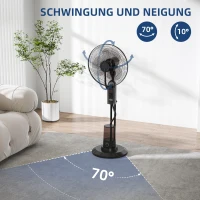 HOMCOM Ventilator mit Wasserkühlung, Luftbefeuchter, 10° Neigbar 70° Oszillierend 3 Geschwindigkeitsstufen 75W, Schwarz(m-6)