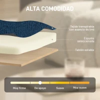 HOMCOM Butaca de Salón Giratorio 360° Altura Ajustable Asiento Ancho Tapizado en Lino Base de Metal Azul Oscuro(m-5)
