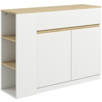 HOMCOM Aparador Armario de Cocina con 2 Puertas Cajón y 3 Estantes Abiertos para Salón Comedor 110x29,5x82 cm Blanco