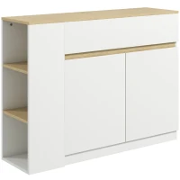 HOMCOM Aparador Armario de Cocina con 2 Puertas Cajón y 3 Estantes Abiertos para Salón Comedor 110x29,5x82 cm Blanco(m-1)