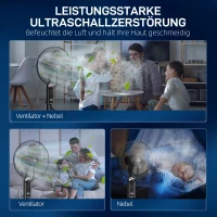HOMCOM Ventilator mit Wasserkühlung, Luftbefeuchter, 10° Neigbar 70° Oszillierend 3 Geschwindigkeitsstufen 75W, Schwarz(m-4)