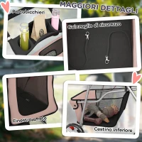 PawHut Passeggino per Cani Pieghevole con Catarifrangenti, Ruote Girevoli, Freni e Cuscino Lavabile, Caffè(m-8)