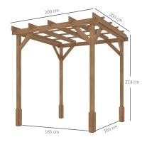 Outsunny 2 x 2 m Wooden Pergola Kit, Decorative Garden Gazebo Shelter with Stable Structure for Climbing Vines, Flowers, Dark Brown(m-3)
