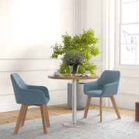 HOMCOM Lot de 2 chaises de salle à manger Fauteuil Assise rembourrée en tissu effet velours Pieds en bois, bleu(m-10)