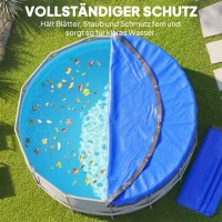 Outsunny Poolabdeckung rund Ø 450 cm staub- und wasserdichte Abdeckplane mit Sicherungsseil Spanner für Sommer & Winter, Blau(m-4)