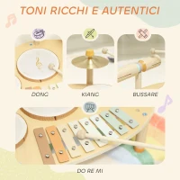 AIYAPLAY Set di Strumenti Musicali per Bambini da 2+ Anni con Tamburi e Xilofono, Colore Legno(m-6)