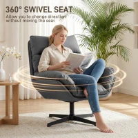 HOMCOM Accent Chair with 360 Swivel Armchair for Living Room with Padded Cushion Dark Grey(m-4)