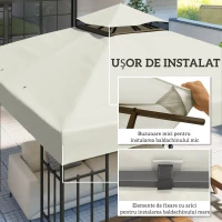 Outsunny invelis de inlocuire pentru Pergola de Gradina cu Doua Nivele si Orificii de Drenaj, 300x300 cm, Alb Crem(m-5)