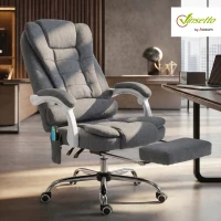 Vinsetto Heated 6 Points Vibration Massage Executive Office Chair Adjustable Swivel Ergonomic High Back Desk Chair Recliner with Footrest Grey(m-2)
