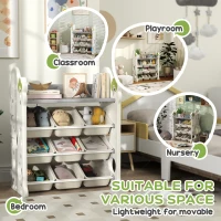 Regal dla dzieci 4-poziomowe z 9 wyjmowanymi pudełkami(m-7)