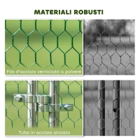 PawHut Pollaio per Galline da Esterno con Tetto e Serrature, in Acciaio Zincato, 4x3x2 m, Argento(m-7)