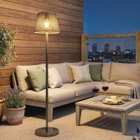 Outsunny Outdoor Solar Floor Lamp, Adjustable Height Rechargeable Floor Lamp IP44 Waterproof(m-2)