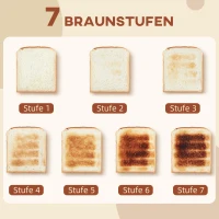HOMCOM 4-Scheiben-Toaster mit 7 Bräunungsstufen, High-Lift, Aufwärmen/Auftauen/Abbrechen, 1860W, Schwarz mit Wabenstruktur(m-6)