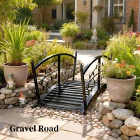 Outsunny Gartenbrücke aus Metall 120 cm Teichbrücke mit Sicherheitsgeländern Antik-Optik Rostbeständig einfache Montage(m-7)