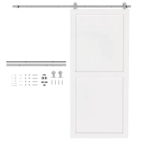 HOMCOM Sliding Door Hardware Kit Smooth Quiet 304 Stainless Steel for 180cm Track Sliver Tone(m-10)