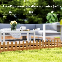 Outsunny Bordures à Planter 12 pcs - Bordures de pelouse - barrières de Jardin en Bois de Sapin pré-huilé - Bordure dim. 60L x 34H cm(m-5)