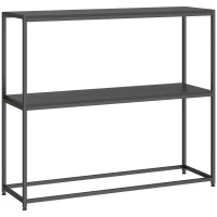 HOMCOM Table Console en Acier 2 Étagères Design Moderne pour Salon Entrée Couloir 100 x 30 x 87 cm Noir(m-8)