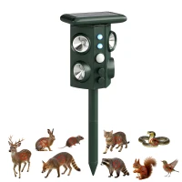Outsunny Repelente Solar Ultrassônico para Gatos 5 Modos Sensor PIR Clarão LED(m-5)