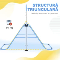 HOMCOM Bară de Gimnastică Ajustabilă, Pliabilă, pentru Copii 3+ Ani, cu Covorașe Antiderapante, Roz(m-7)