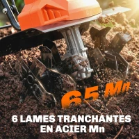 Outsunny Motobineuse Électrique Motoculteur 1500W 6 Lames 65Mn Largeur 40cm Profondeur 20cm Pliable et Étanche IPX4 Orange(m-5)