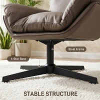 HOMCOM Accent Chair with 360 Swivel Armchair for Living Room with Padded Cushion Dark Brown(m-7)