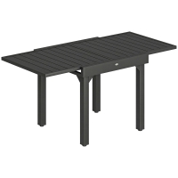 Outsunny Tavolo Allungabile a Doghe da Giardino per 4-6 Persone, in Alluminio e Acciaio, 80/160x80 cm, Nero