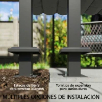 Outsunny Pérgola de Pared de Jardín 3x3 m con Techo Retráctil Protección UPF30+ Drenaje Cenador de Jardín para Exterior Gris(m-6)