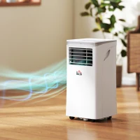 HOMCOM Climatiseur mobile 10000BTU, climatiseur portable 4 en 1 refroidissement déshumidificateur ventilateur mode nuit, blanc(m-2)