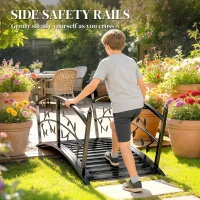 Outsunny 1.2M Metal Garden Bridge with Safety Railings, Outdoor Pond Bridge, Arch Decorative Footbridge for Creek Stream(m-6)