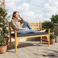 Outsunny Wasserabweisendes Bankkissen, Outdoor-Sitzpolster mit abnehmbarem Bezug und Befestigungsbändern für Garten und Terrasse, 110 x 46 cm, Dunkelgrau(m-8)