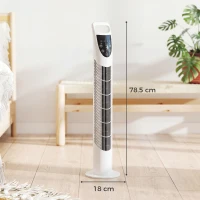 HOMCOM Tower Fan Oscillating 3 Speeds 3 Winds 40W w/ RC Timer Quiet - White(m-3)