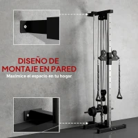 SPORTNOW Máquina Polea Alta y Baja de Pared de Doble Polea Ajustable en 15 Posiciones Multifunción Lat Pulldown para Gimnasio(m-5)