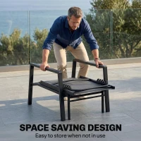 Outsunny Sun Lounger Retracable Footrest 5-Position Adjustable Steel Frame for Beach, Porch, Patio, Camping, Dark Grey(m-8)