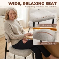 HOMCOM Eetkamerstoelen gestoffeerd keukenstoelen met stalen poten Beige(m-4)