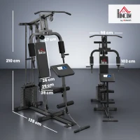 Station de musculation fitness - Collaboration Aosom.fr x FFHandball - 12 blocs de poids de 5,5 kg - 135 x 103 x 210 cm(m-3)