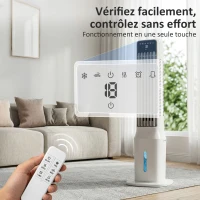 HOMCOM Refroidisseur d'air portable 3-en-1 réservoir d'eau 9 litres oscillation à 48° 3 vitesses 3 modes 4 packs de glace blanc(m-8)